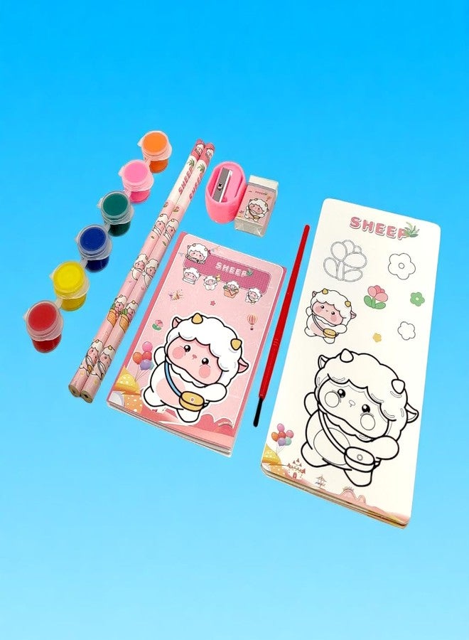 Tresneria Kids Art & Stationery Set with Watercolors, Sketch Pad, Notebook, Pencils, Sharpener & Eraser (Sheep, 3) - Image 2
